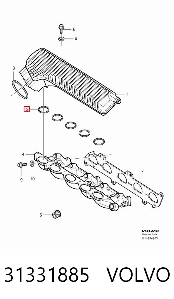 Прокладка впускного колектора 31331885 Volvo