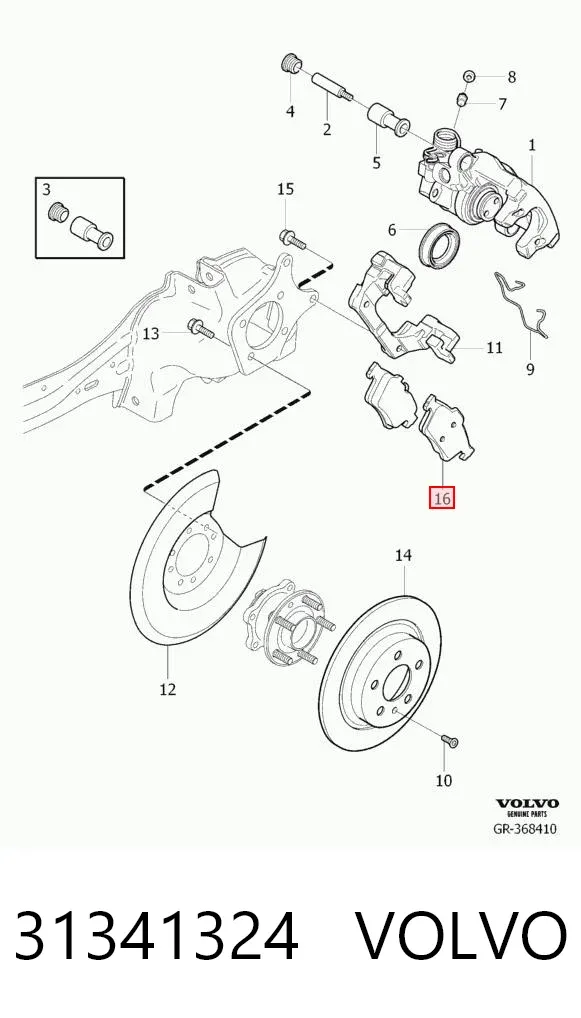 Задні гальмівні колодки 31341324 Volvo
