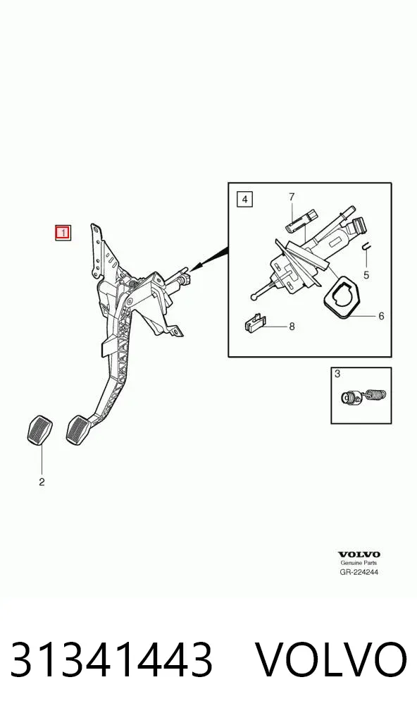 Педаль зчеплення 31341443 Volvo