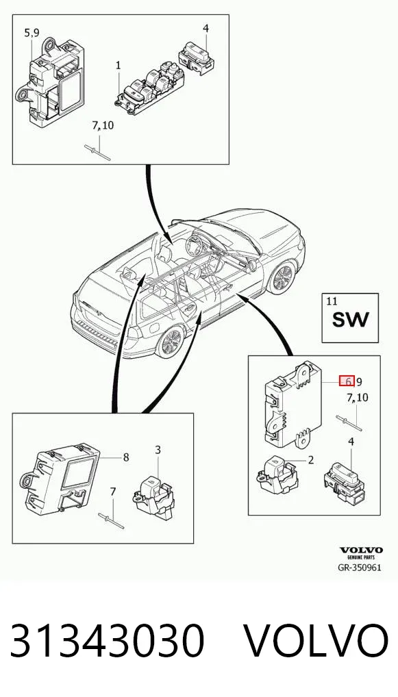 Блок комфорту передніх дверей 31343030 Volvo