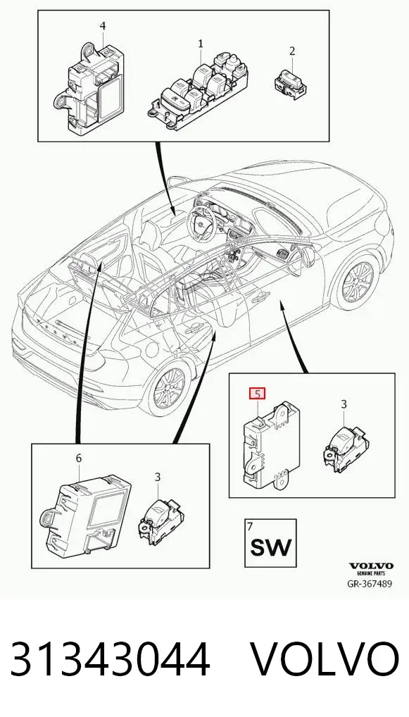 Блок комфорту передніх дверей 31343044 Volvo
