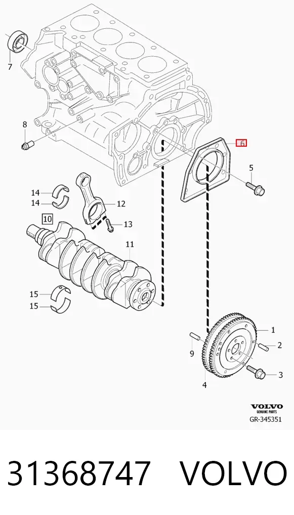 Сальник колінвала задній 31368747 Volvo