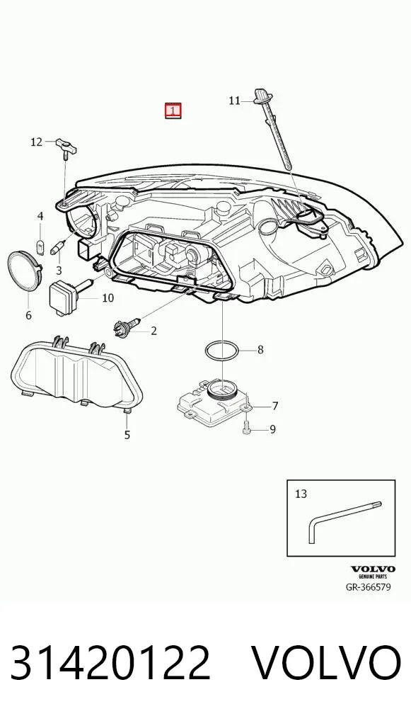 Фара права 31420122 Volvo