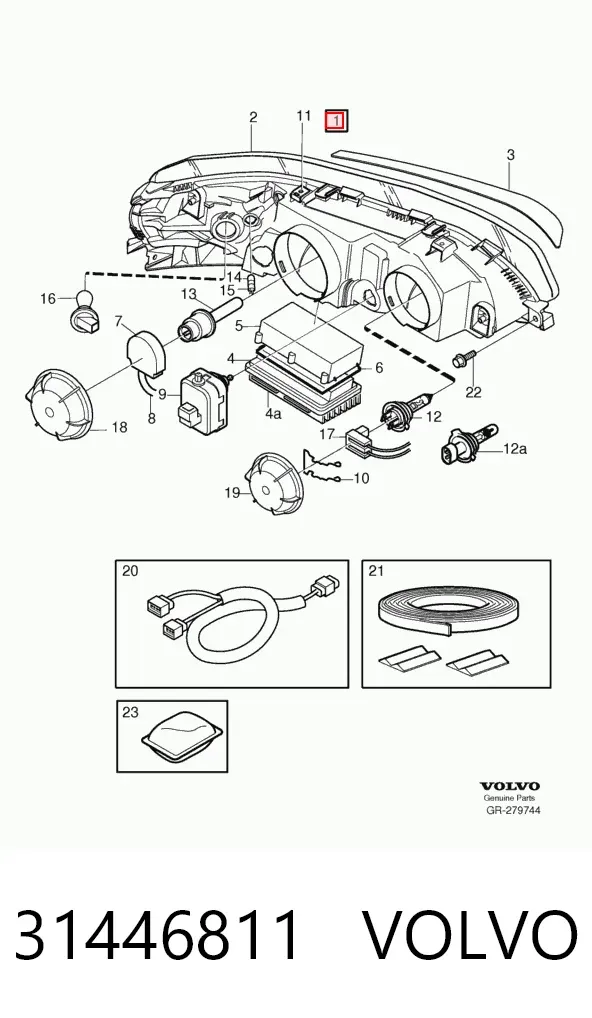 Фара ліва 31446811 Volvo