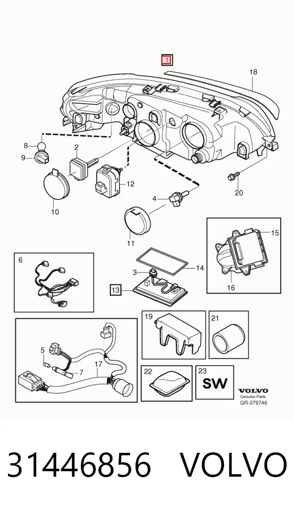 Фара ліва 31446856 Volvo