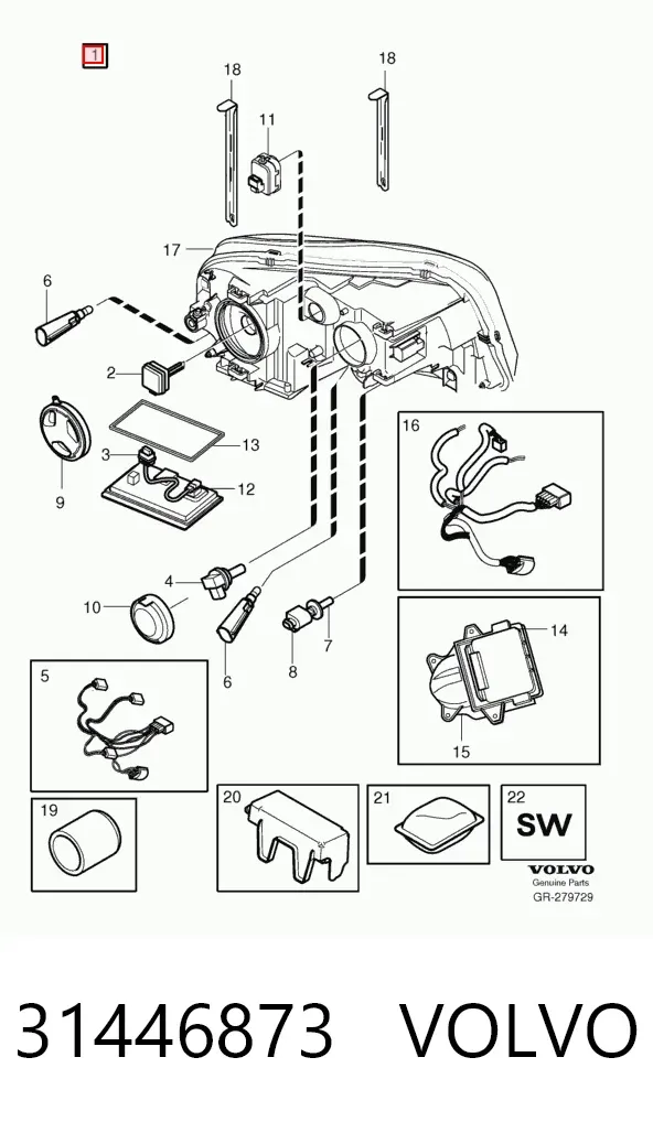 Фара права 31446873 Volvo