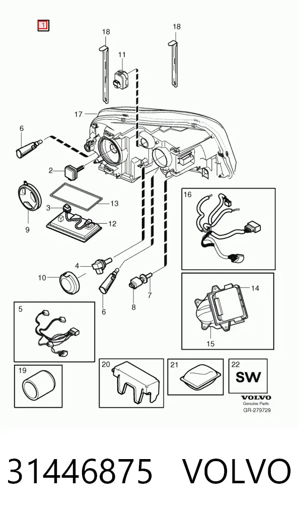 Фара права 31446875 Volvo