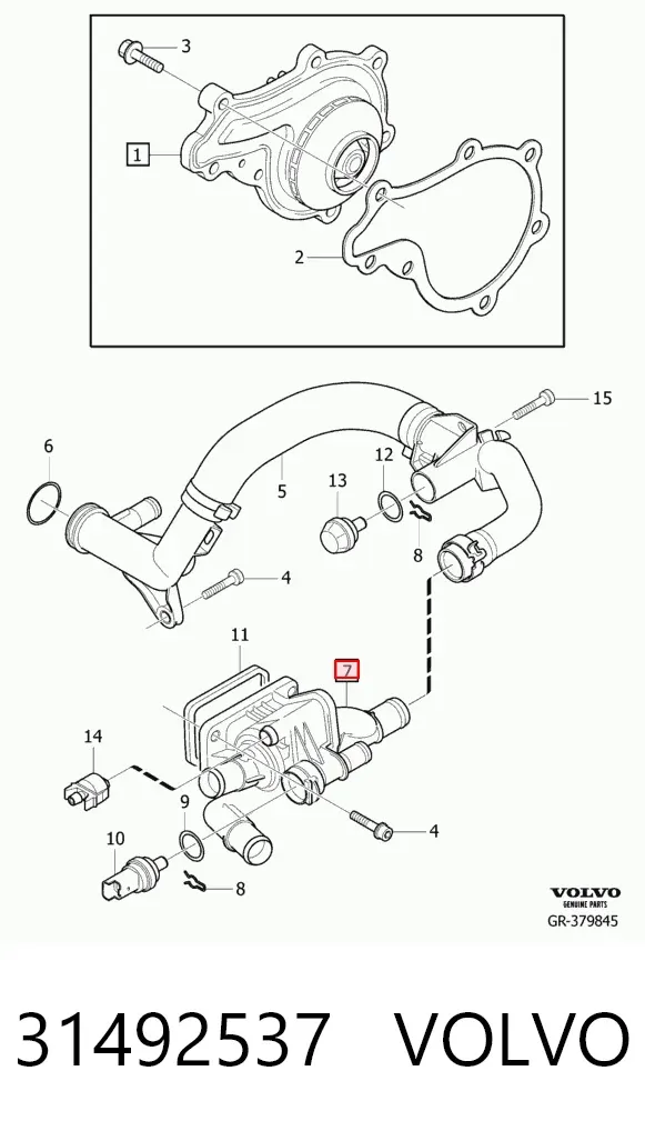 Корпус термостата 31492537 Volvo