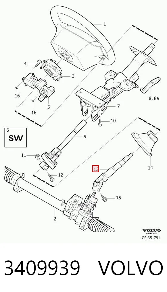 Рульова рейка 3409939 Volvo