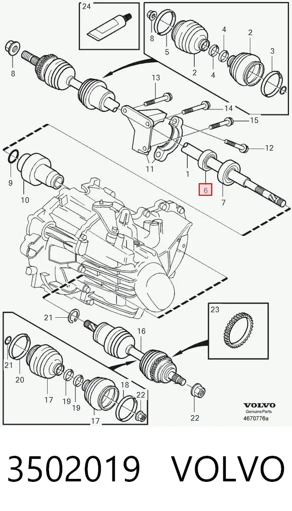 Підвісний підшипник передньої піввісі 3502019 Volvo