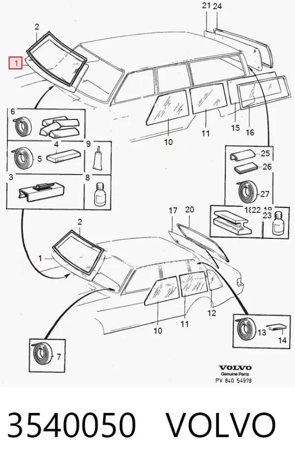 Лобове скло 3540050 Volvo