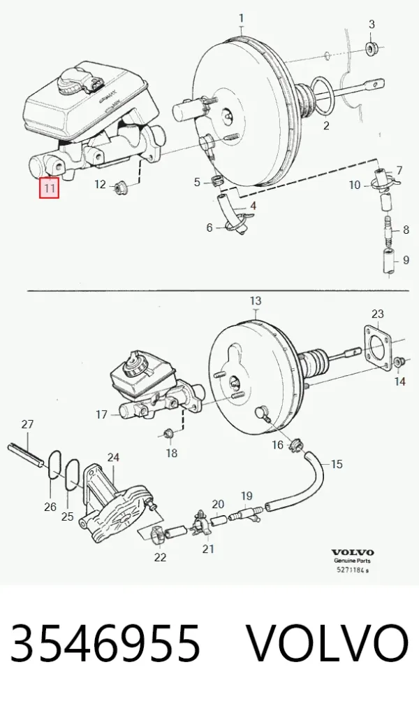 Головний гальмівний циліндр 3546955 Volvo
