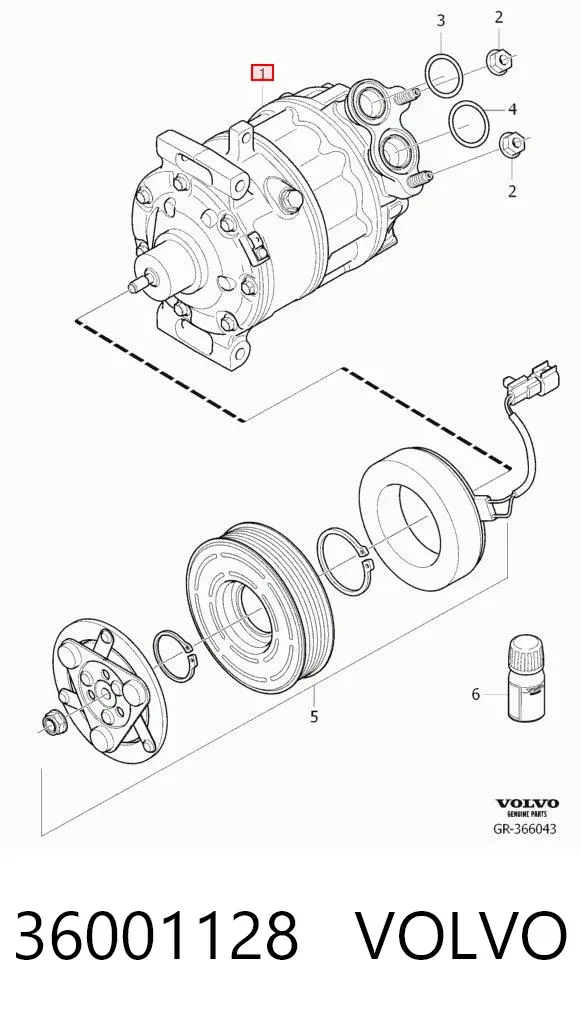 Компресор кондиціонера 36001128 Volvo
