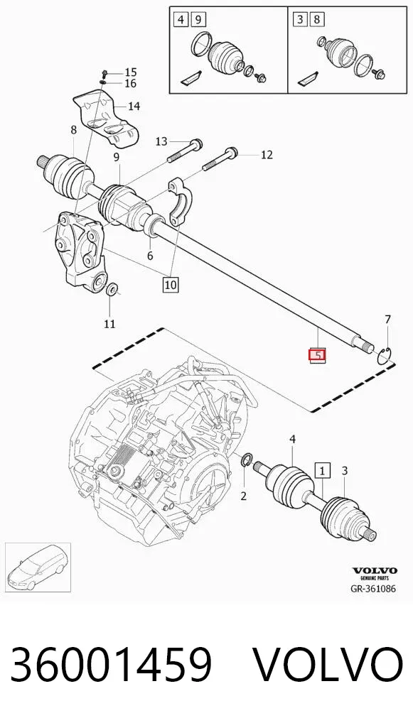 Піввісь права 36001459 Volvo