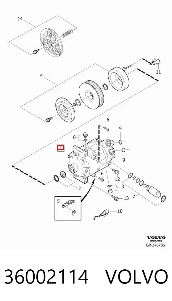 Компресор кондиціонера 36002114 Volvo