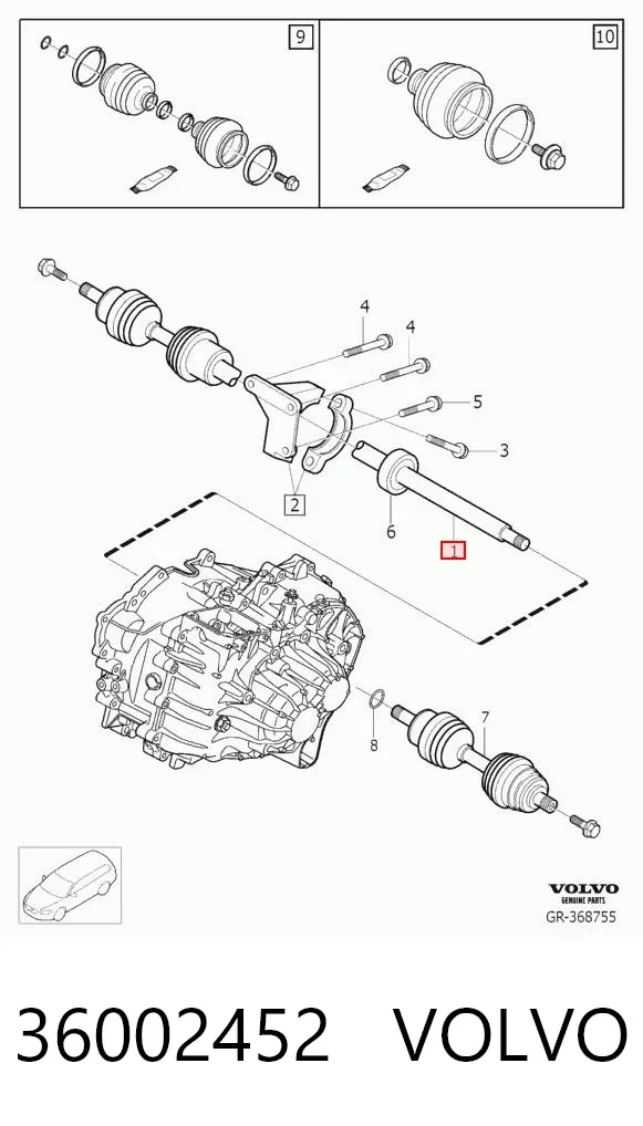 Піввісь права 36002452 Volvo