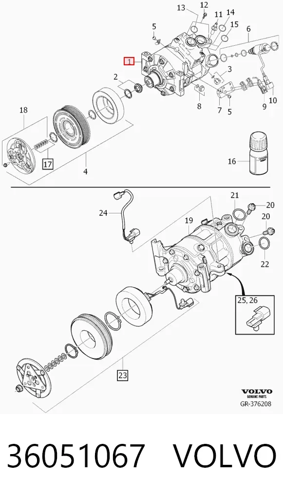 Компресор кондиціонера 36051067 Volvo