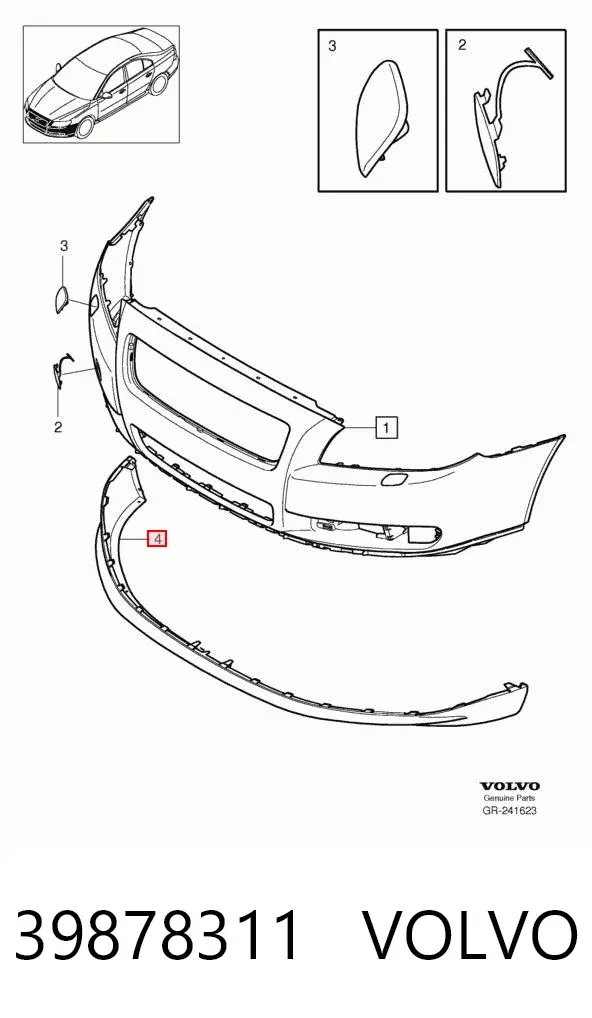 Спойлер переднього бампера 39878311 Volvo