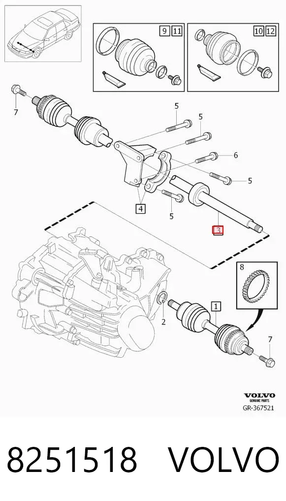 Піввісь права 8251518 Volvo