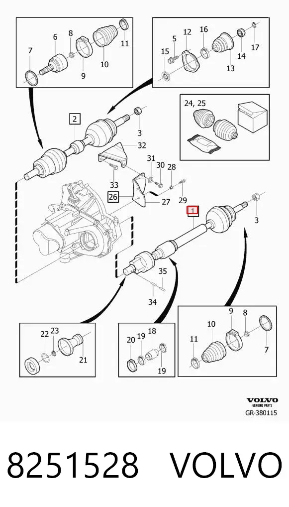 Піввісь права 8251528 Volvo