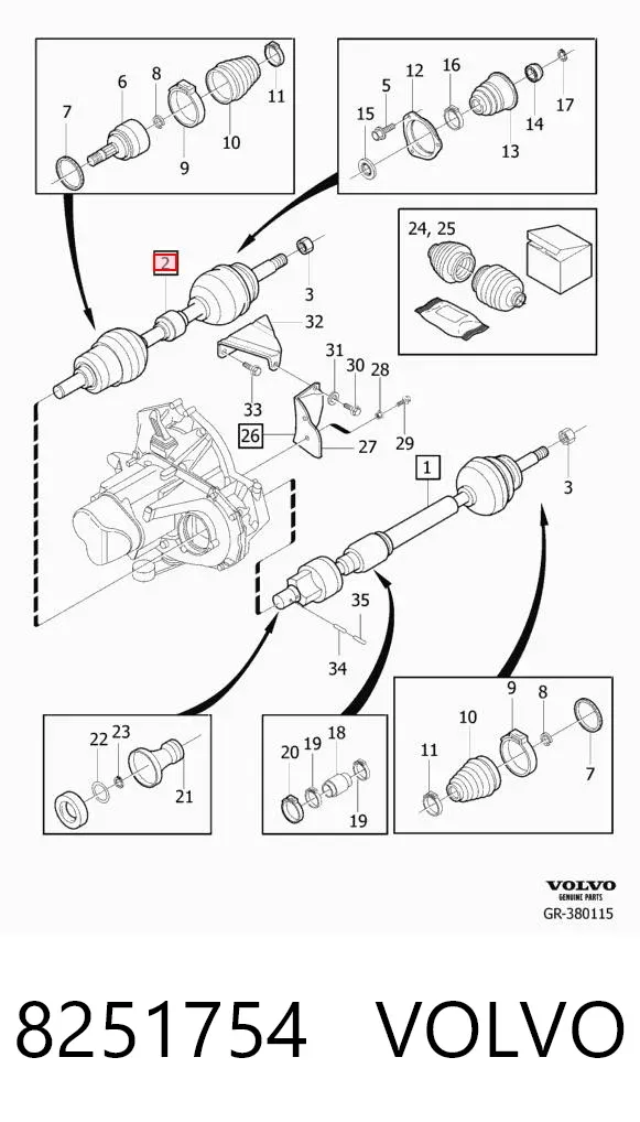 Ліва піввісь 8251754 Volvo