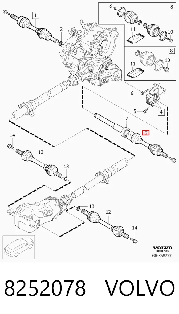 Піввісь права 8252078 Volvo