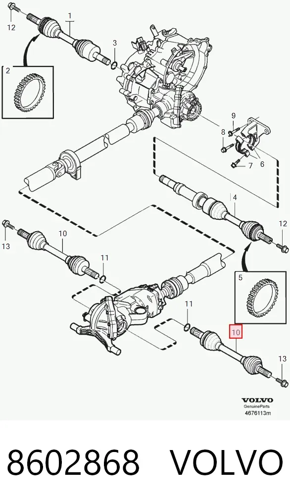 Піввісь задня, ліва 8602868 Volvo