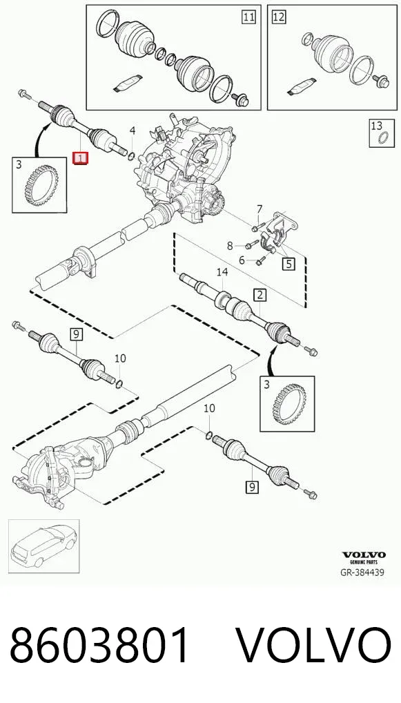 Ліва піввісь 8603801 Volvo
