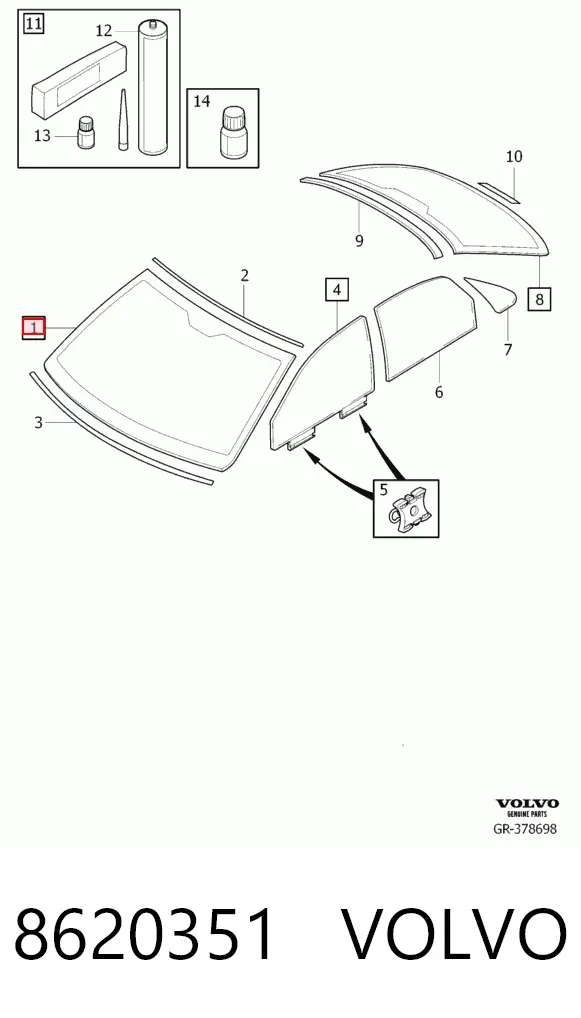 Лобове скло 8620351 Volvo