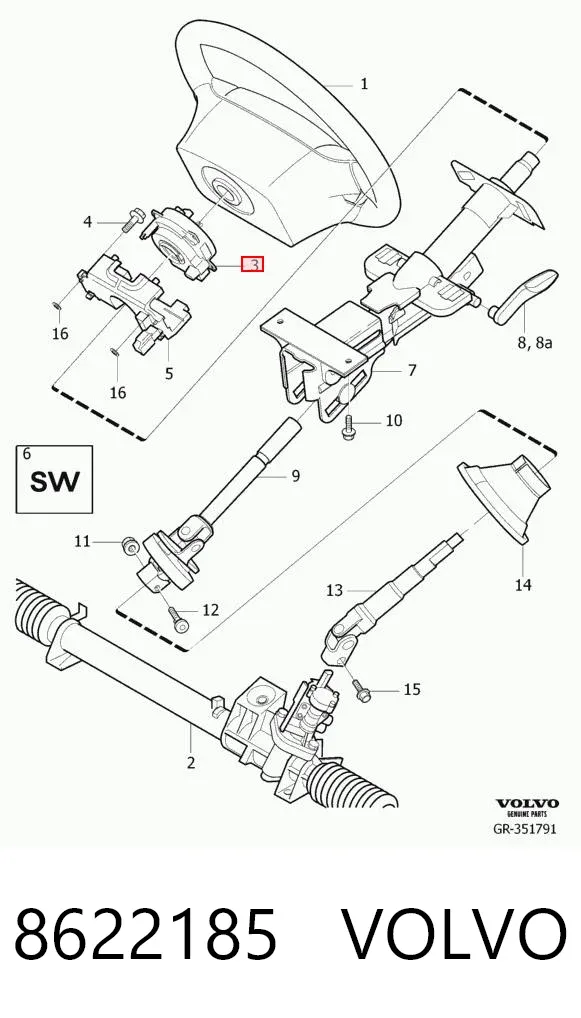 Шлейф керма 8622185 Volvo