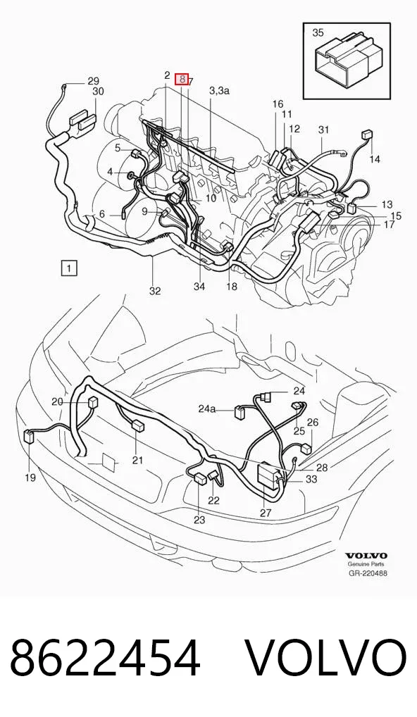 Кабель (адаптер) форсунки 8622454 Volvo