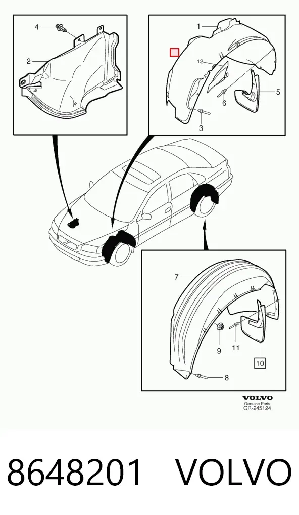 Підкрилок передній правий Volvo S80 I