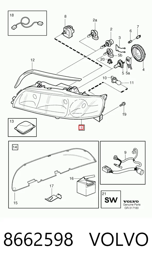 Фара права 8662598 Volvo