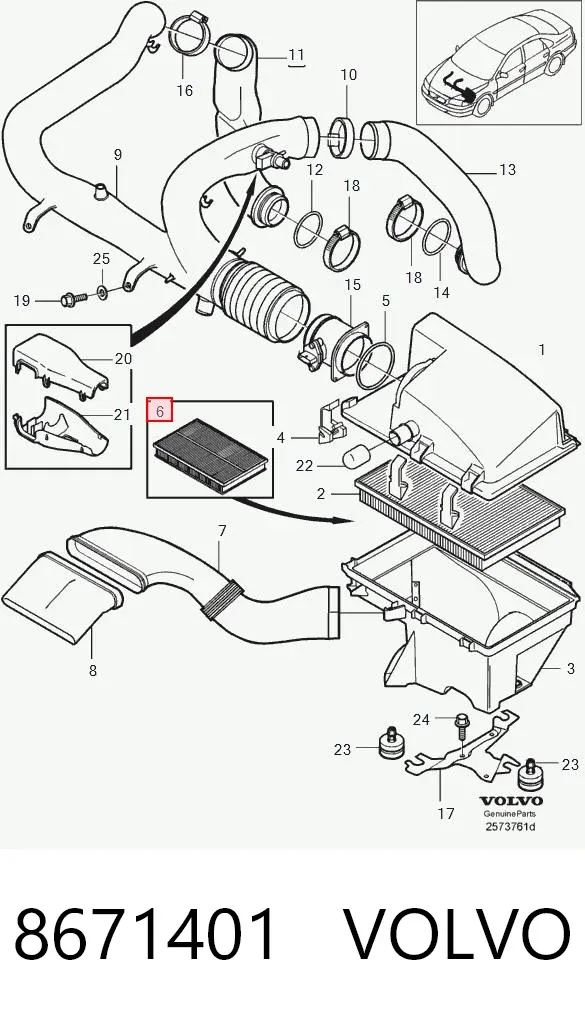 Повітряний фільтр 8671401 Volvo