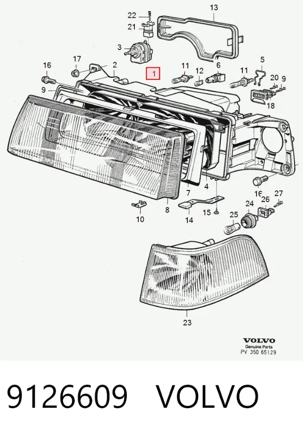 Фара права 9126609 Volvo