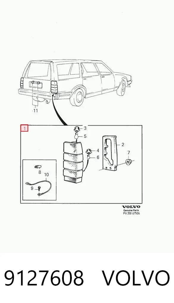 Задня права фара 9127608 Volvo
