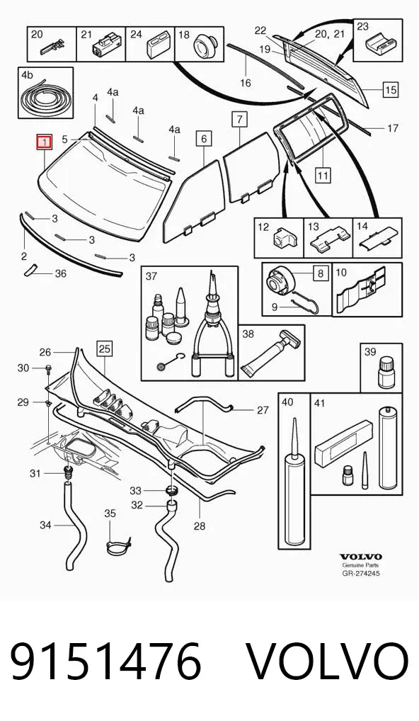 Лобове скло 9151476 Volvo