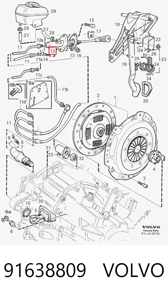 Головний циліндр зчеплення 91638809 Volvo