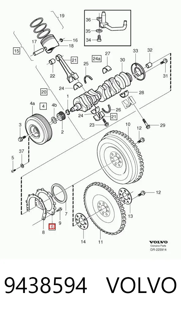 Сальник колінвала задній 9438594 Volvo