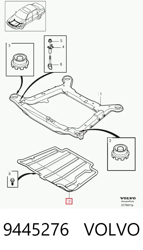 Шумоізоляція капота 9445276 Volvo