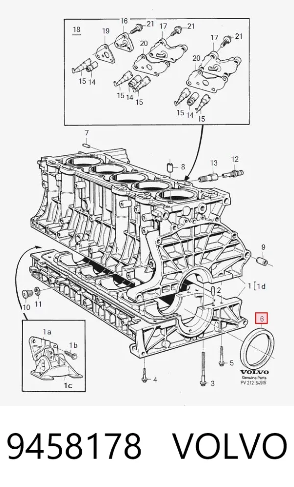 Сальник колінвала задній 9458178 Volvo