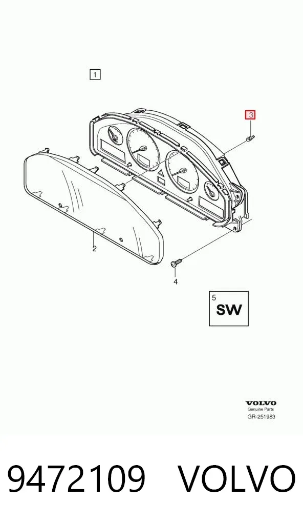 Лампочка щитка / панелі приладів 9472109 Volvo