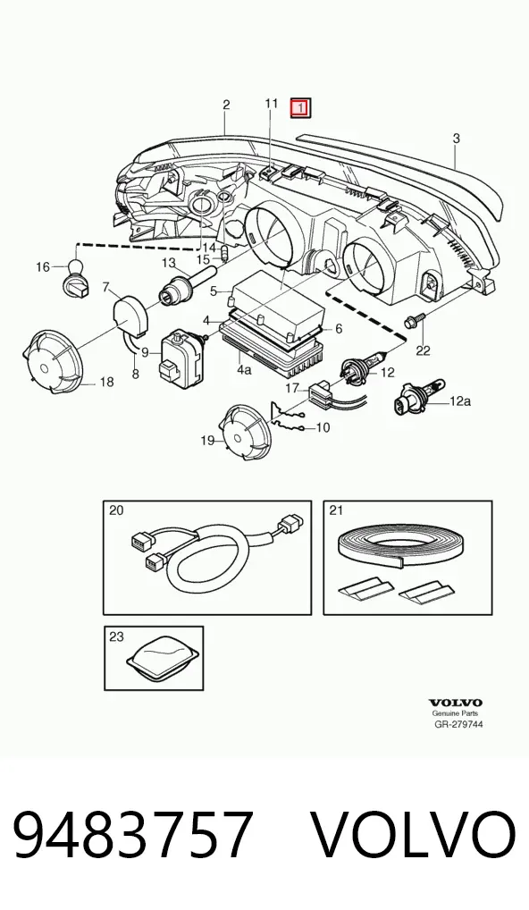 Фара ліва 9483757 Volvo