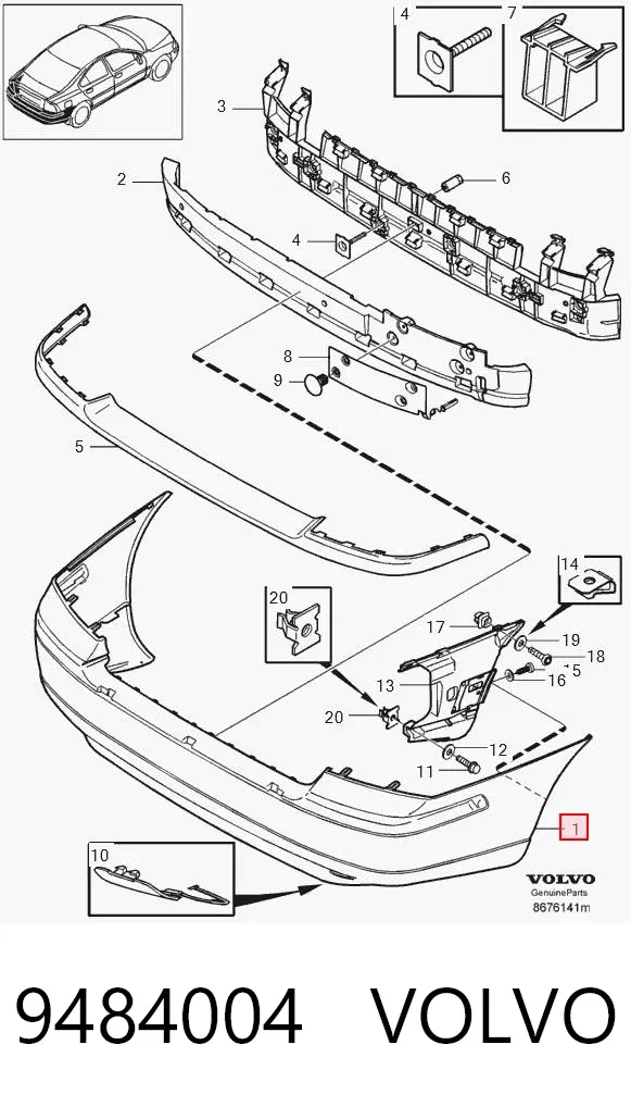 Задній бампер 9484004 Volvo