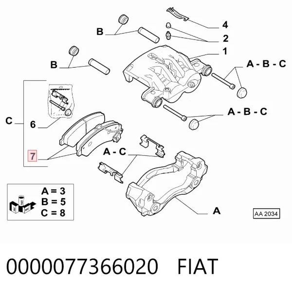 Передні тормозні колодки 0000077366020 Fiat/Alfa/Lancia