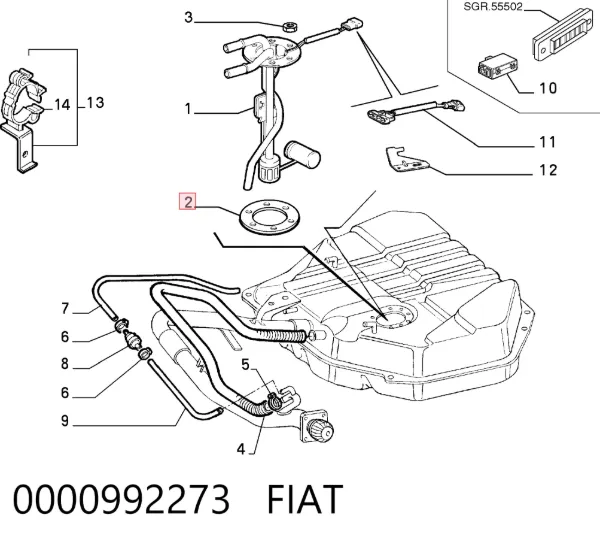 Прокладка датчика рівня (топл.бак) 0000992273 Fiat/Alfa/Lancia