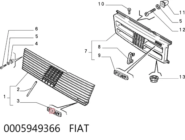 Решітка радіатора 0005949366 Fiat/Alfa/Lancia