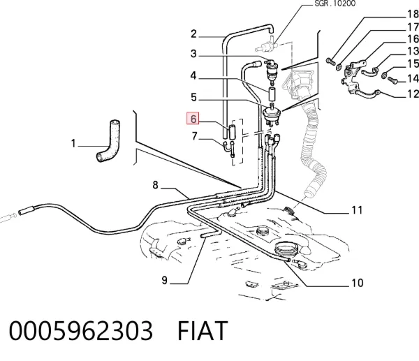 Патрубок вентиляції картера 0005962303 Fiat/Alfa/Lancia