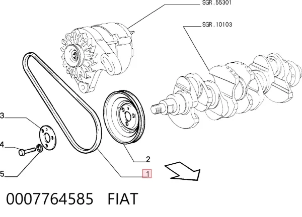Ремінь генератора 0007764585 Fiat/Alfa/Lancia