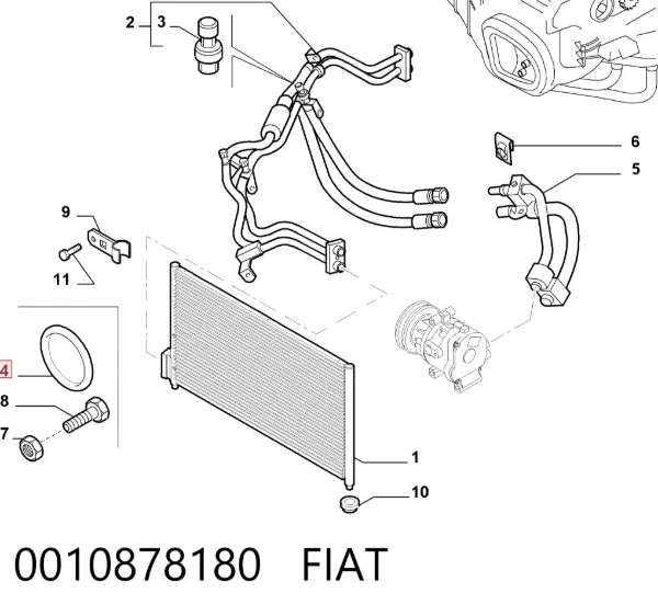 Кільце ущільнювальне трубки кондиціонера 0010878180 Fiat/Alfa/Lancia